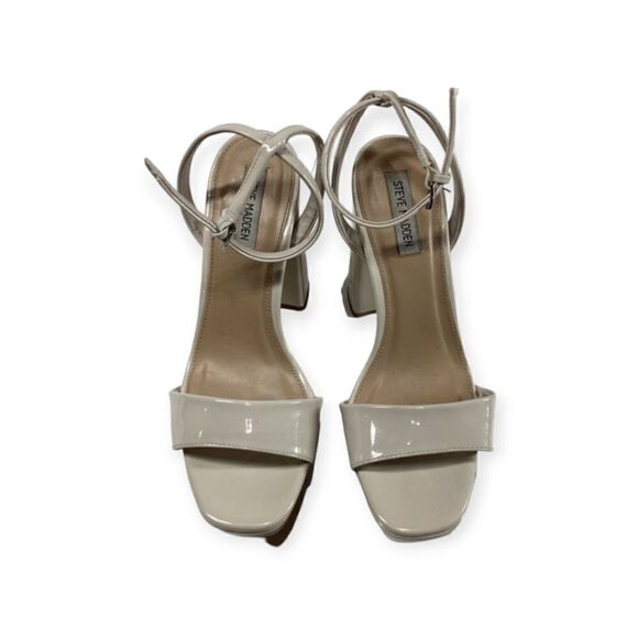 Steve Madden lessa Patent leather open toe ankle strap Block heel sandal - Picture 1 of 16